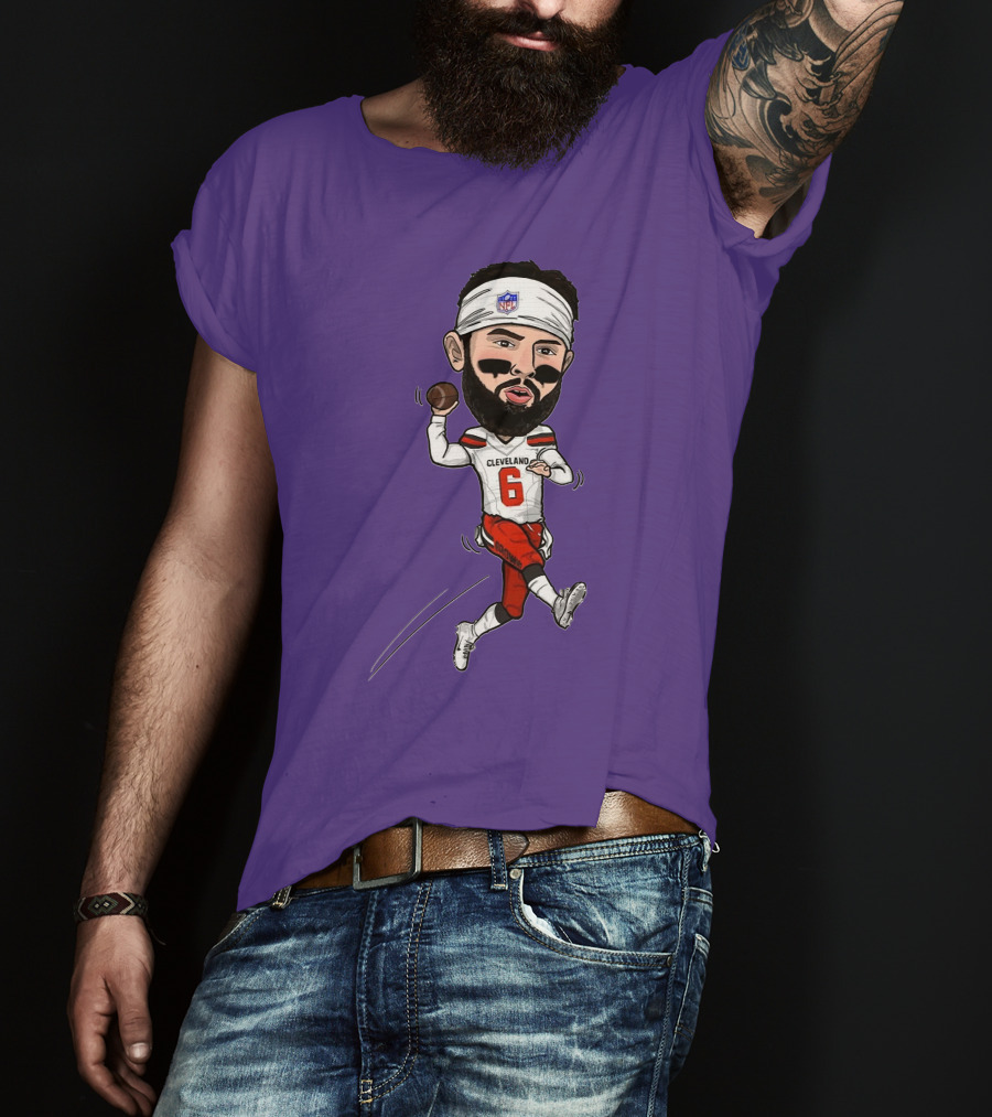 Baker Mayfield Cleveland Browns Football Cartoon Player Number 6 T-Shirt