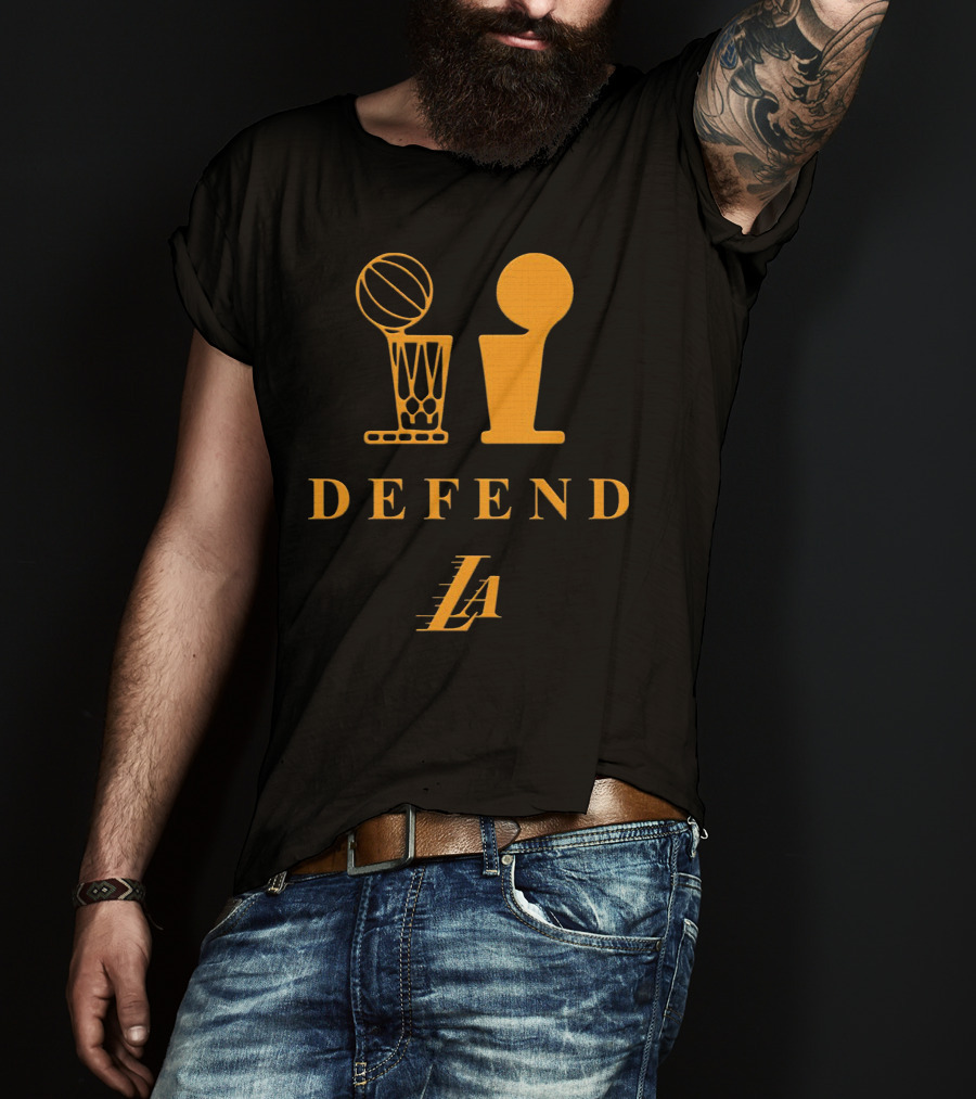 Lebron Lakers LA Defend Trophy Basketball T-Shirt