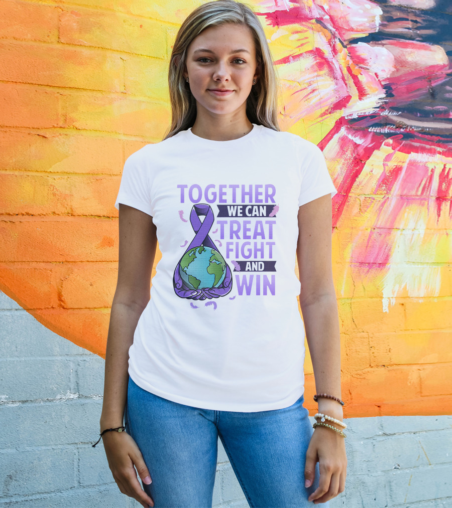 Together We Can Treat Fight And Win World Cancer Day Awareness Fight Against Cancer T-Shirt