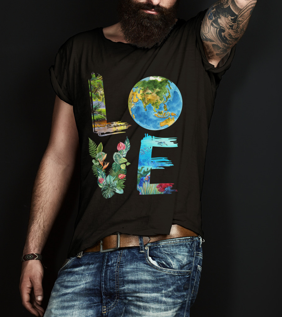 Love The Earth Kids Teacher Earth Day Everyday Environment Nature-Inspired Earth Elements T-Shirt
