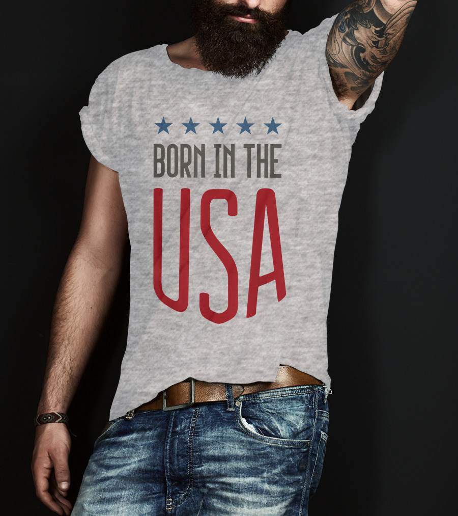 Born In The USA Patriotic Stars Banner T-Shirt