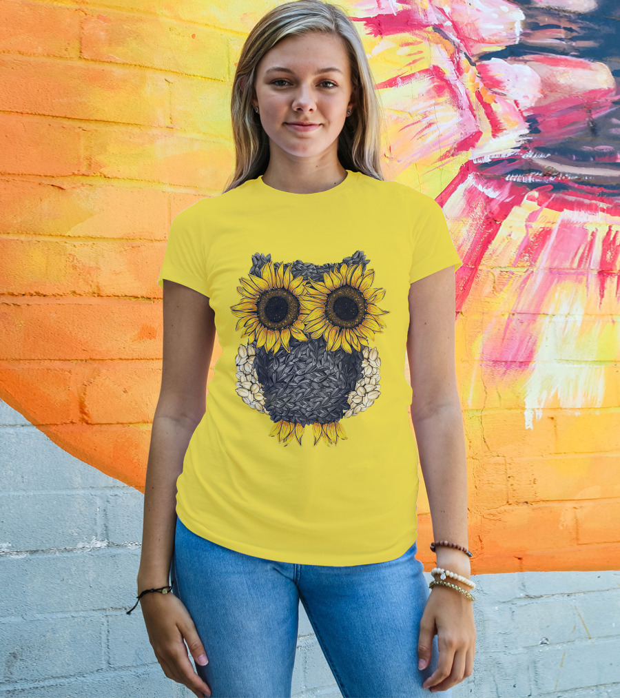 Sunflower Sunflower Owl Owl Sunflower Sunflower T-Shirt