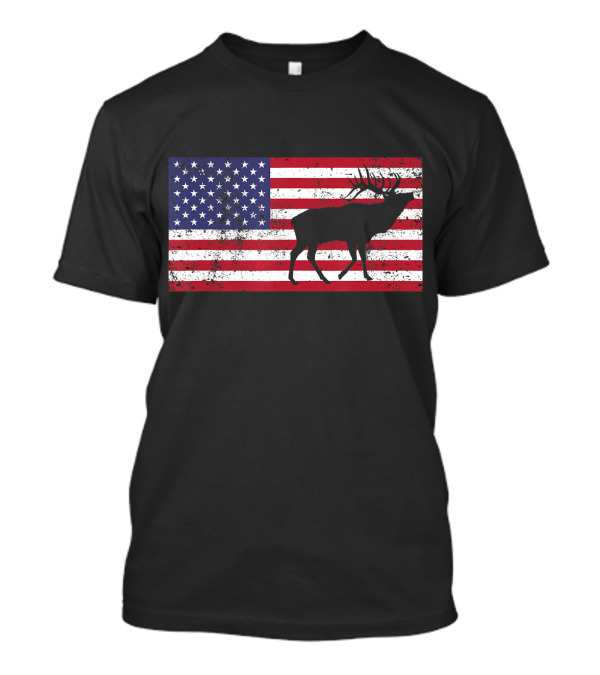 American Flag Elk Love USA Patriotic T-Shirt