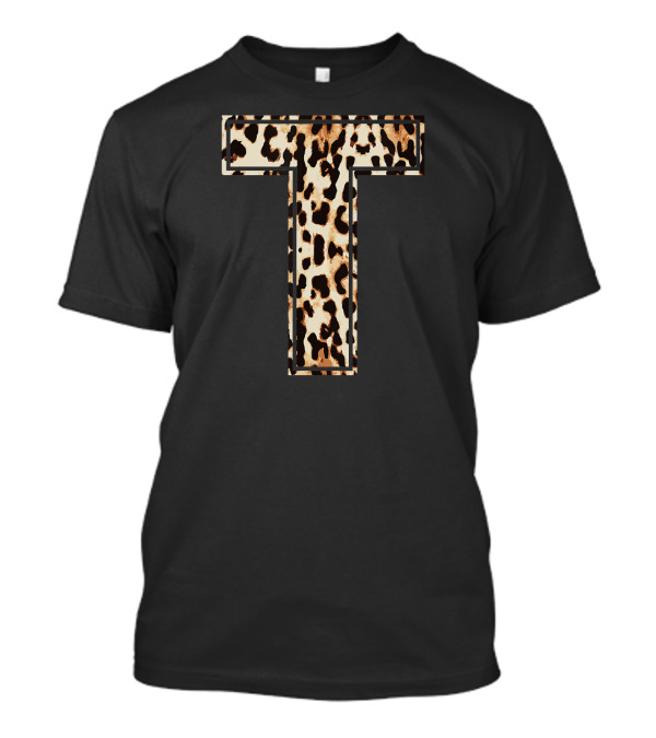 Cool Leopard Cheetah Pattern Letter T T-Shirt