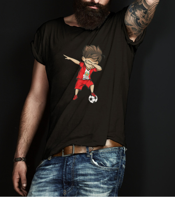 Dabbing Soccer Boy Peru Jersey Dab Pose Football T-Shirt