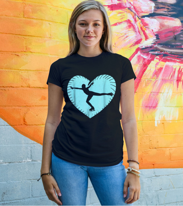 I Love Figure Skating Heart-Shaped T-Shirt