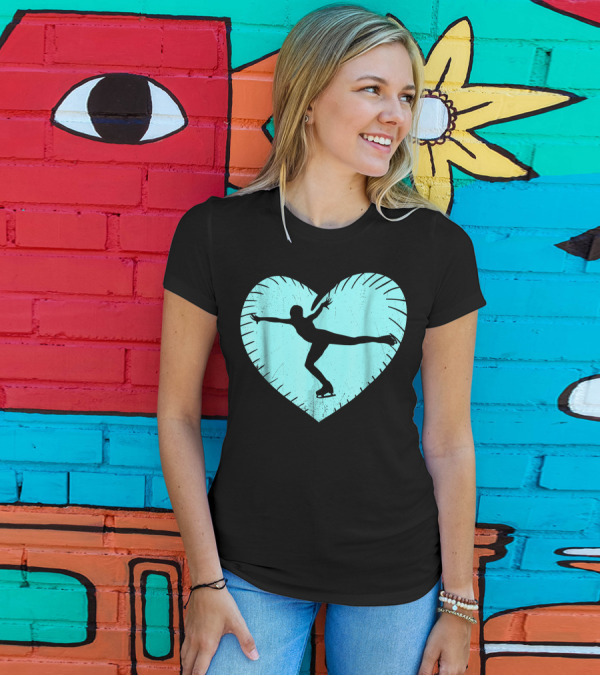 I Love Figure Skating Heart-Shaped T-Shirt