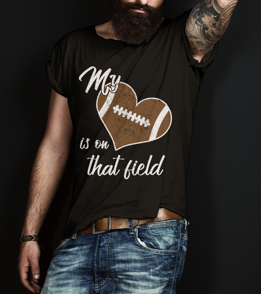 My Heart Is On That Field Football Grandparent T-Shirt