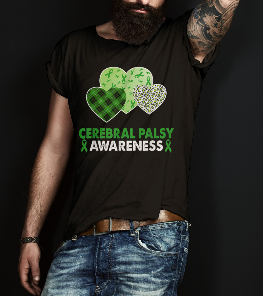 Cerebral Palsy Awareness Heart Leopard Plaid T-Shirt