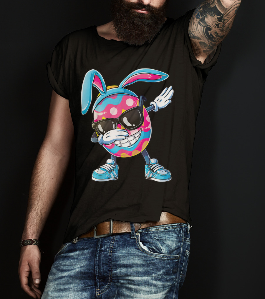 Dabbing Easter Egg With Bunny Ears And Sunglasses T-Shirt
