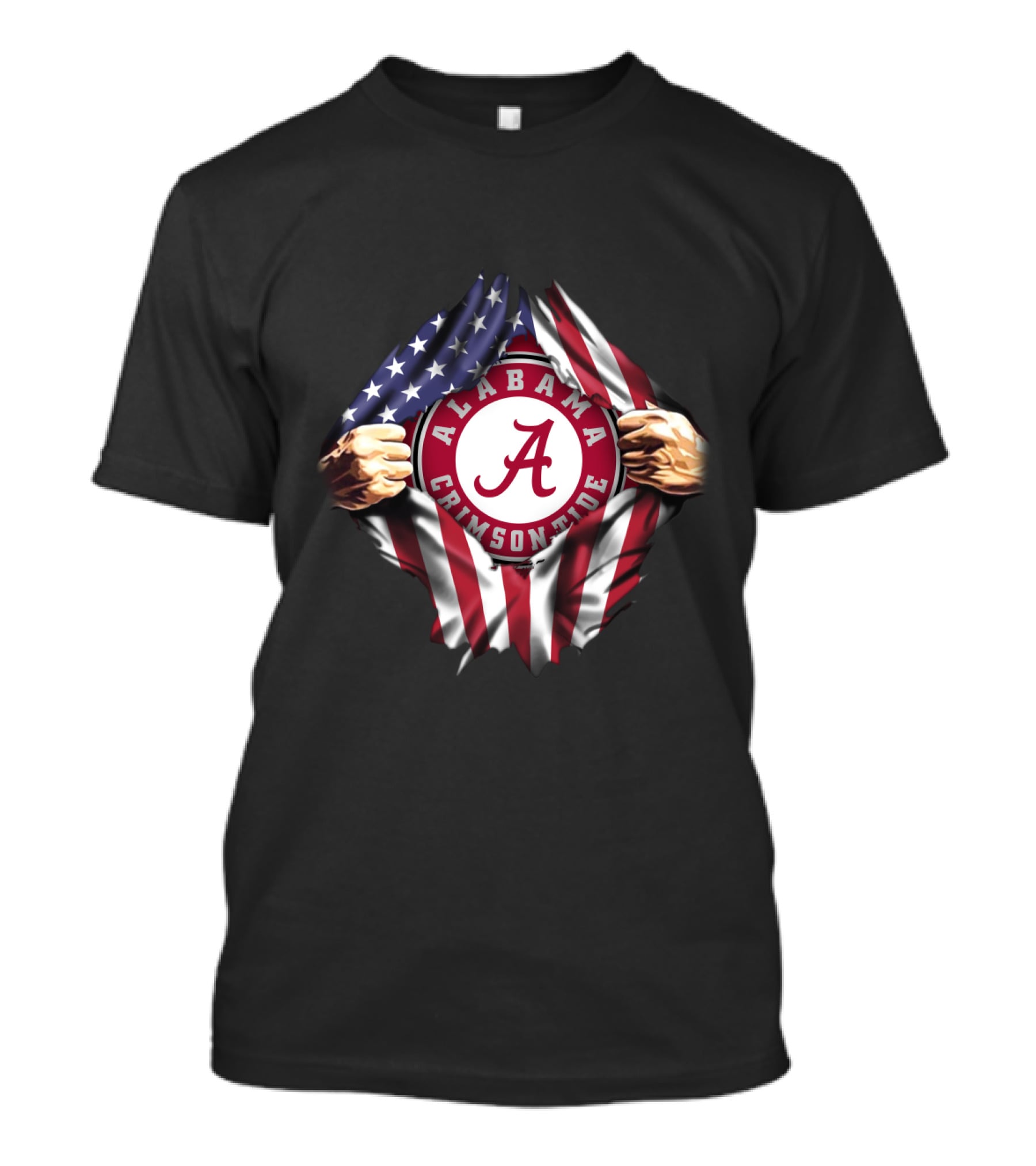 Alabama Crimson Tide American Flag Rip T-Shirt