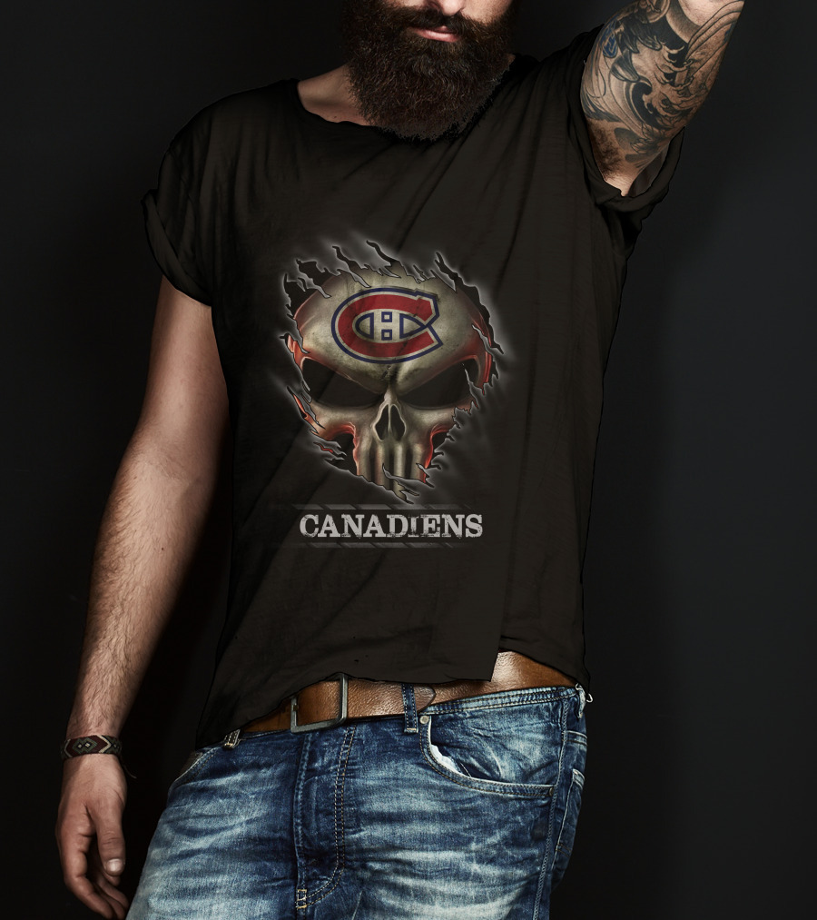 Skull Canadiens Montreal Hockey T-Shirt