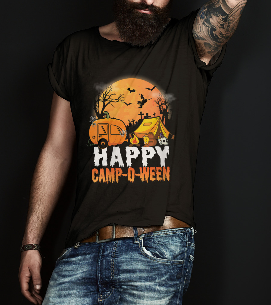 Happy Camp O Ween Halloween Pumpkin Camping Spooky Night T-Shirt
