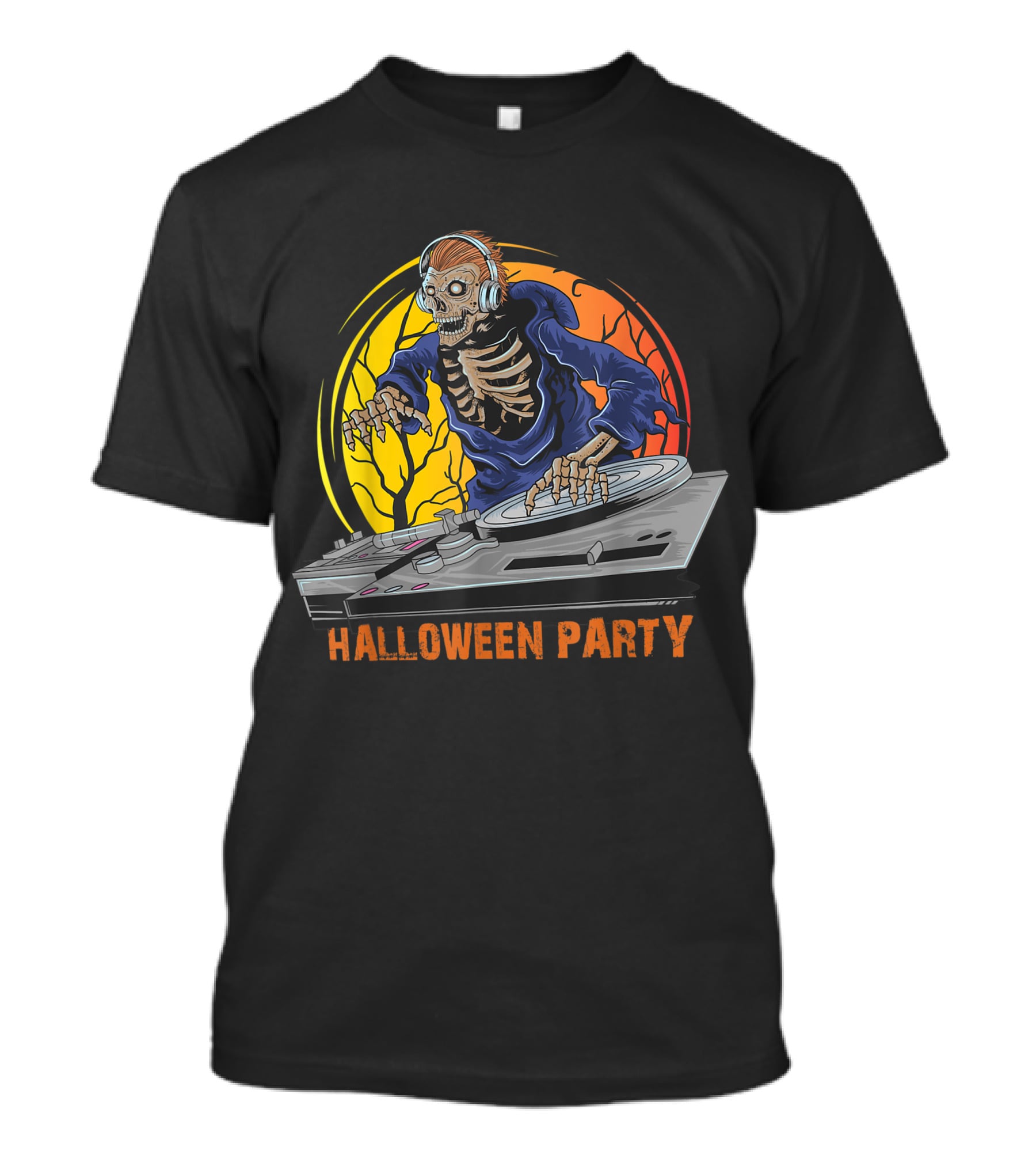 Skeleton DJ Halloween Party Horror T-Shirt