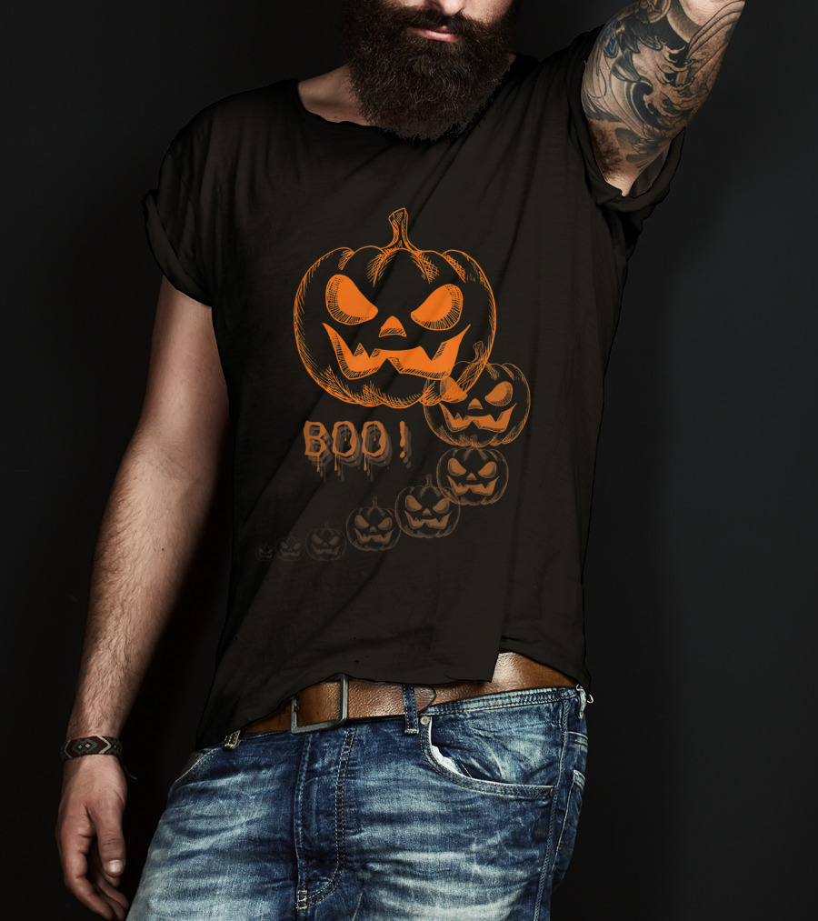 Boo Halloween Pumpkin Jack-O'-Lantern Faces T-Shirt