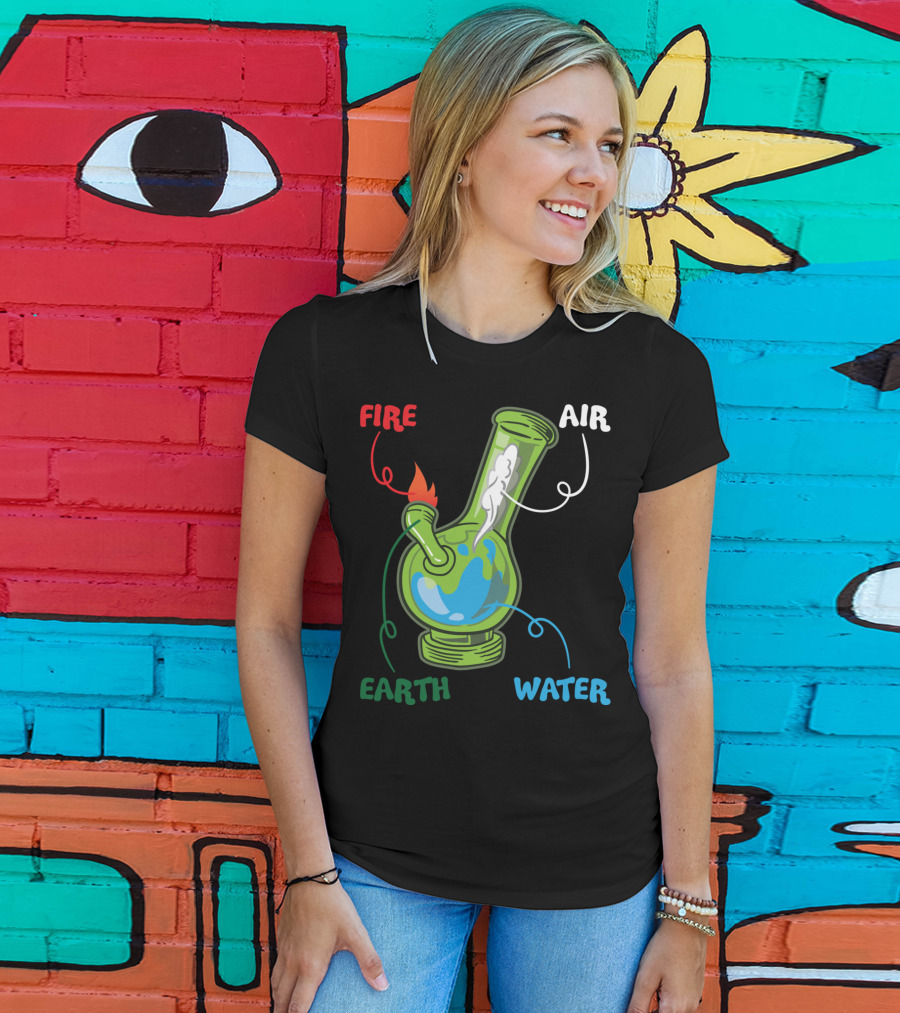 Fire Water Earth Air Bong Elements Weed Smoking Anatomy THC T-Shirt
