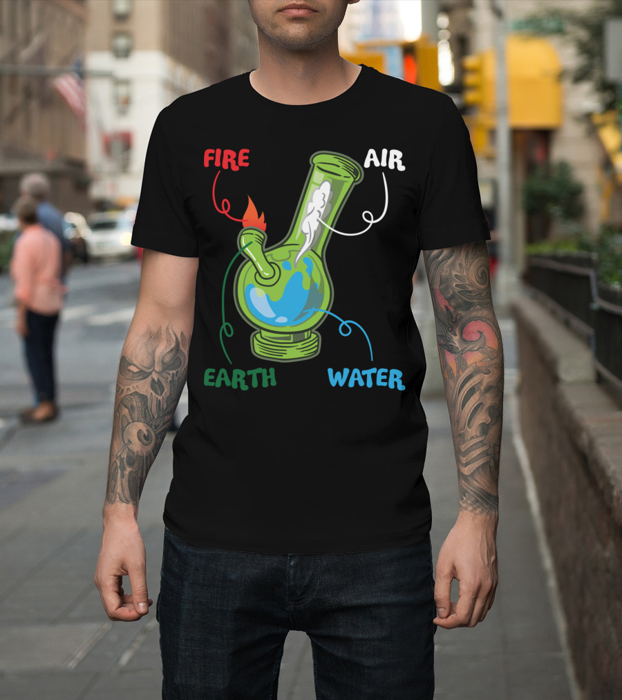 Fire Water Earth Air Bong Elements Weed Smoking Anatomy THC T-Shirt