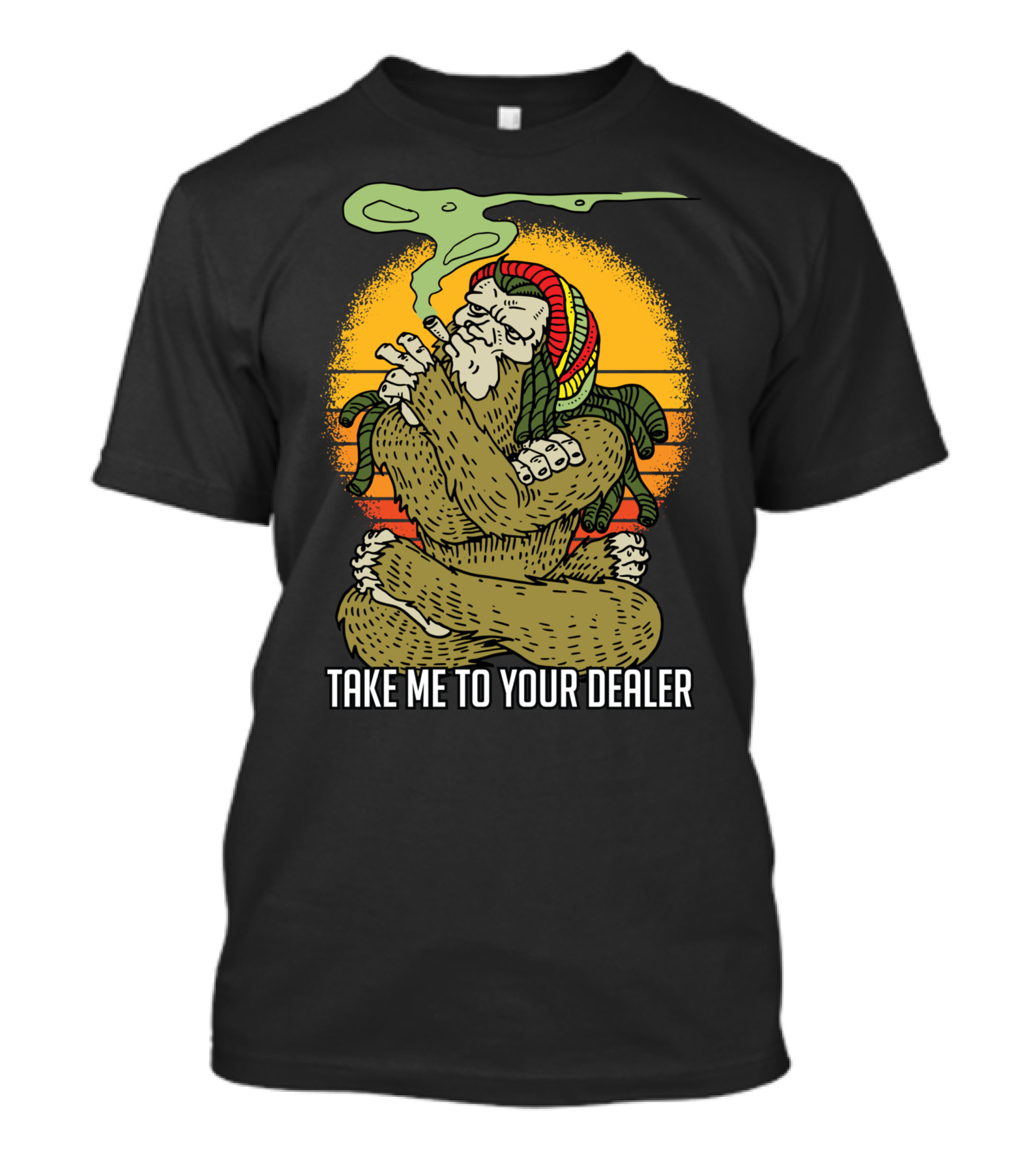 Take Me To Your Dealer Bigfoot Smoking Weed Vintage T-Shirt