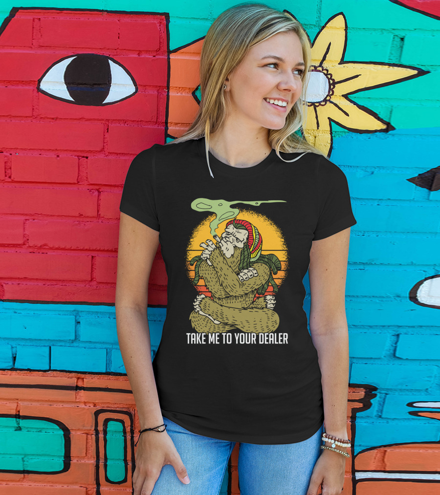 Take Me To Your Dealer Bigfoot Smoking Weed Vintage T-Shirt