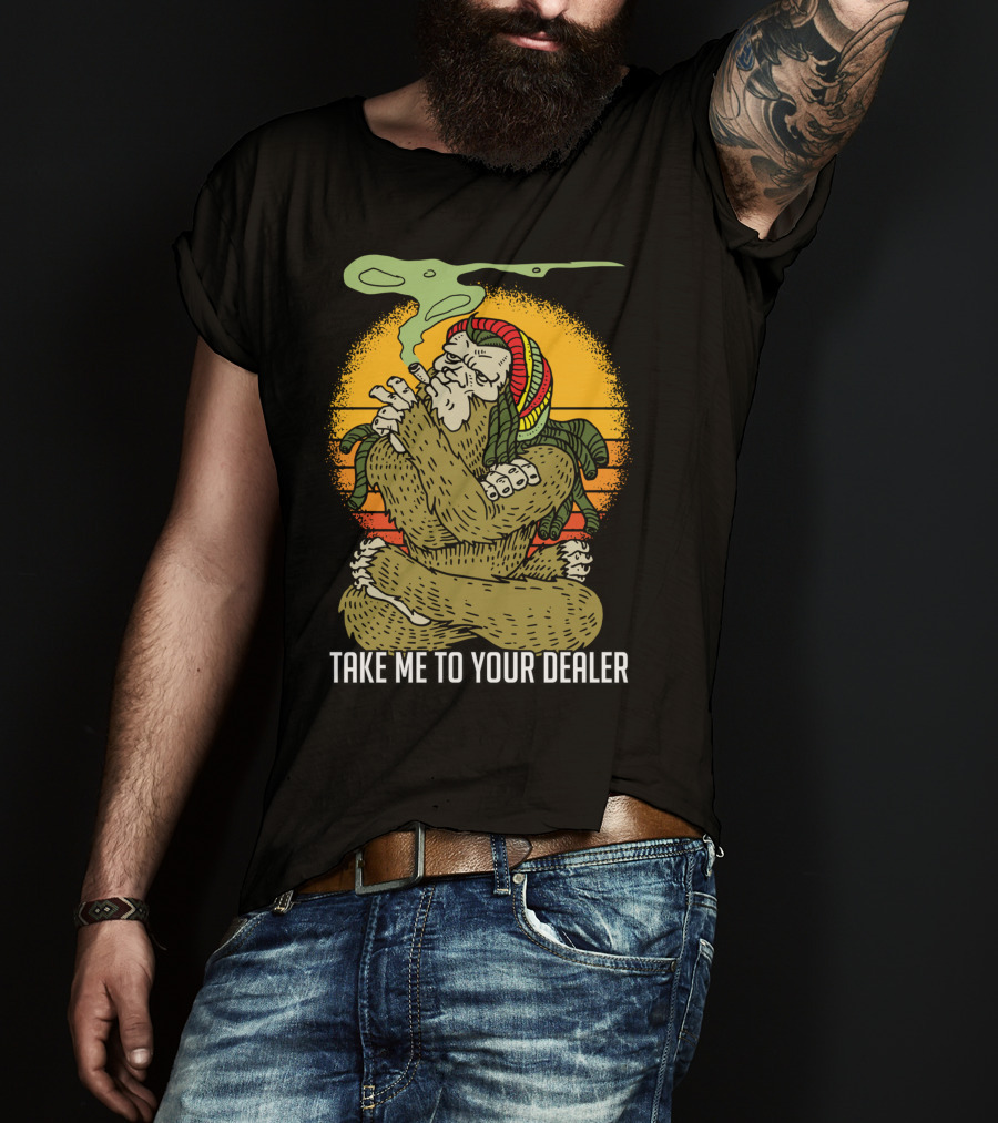 Take Me To Your Dealer Bigfoot Smoking Weed Vintage T-Shirt