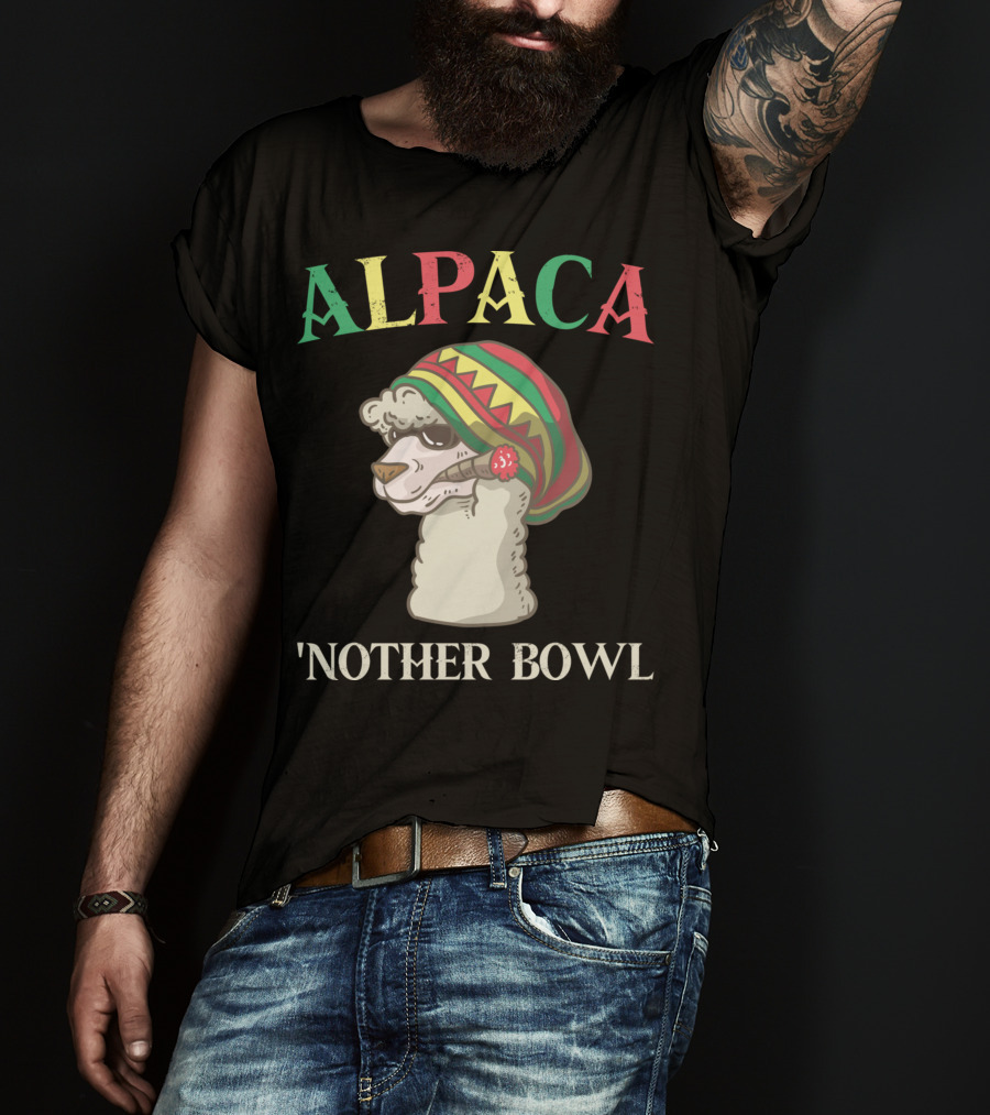 Alpaca Nother Bowl Weed Smoking Llama Cannabis Leaf Stoner T-Shirt