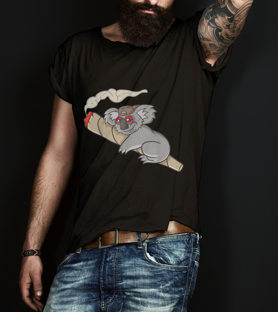 Koala Stoner Smoking Weed Marihuana Don't Care Bear T-Shirt
