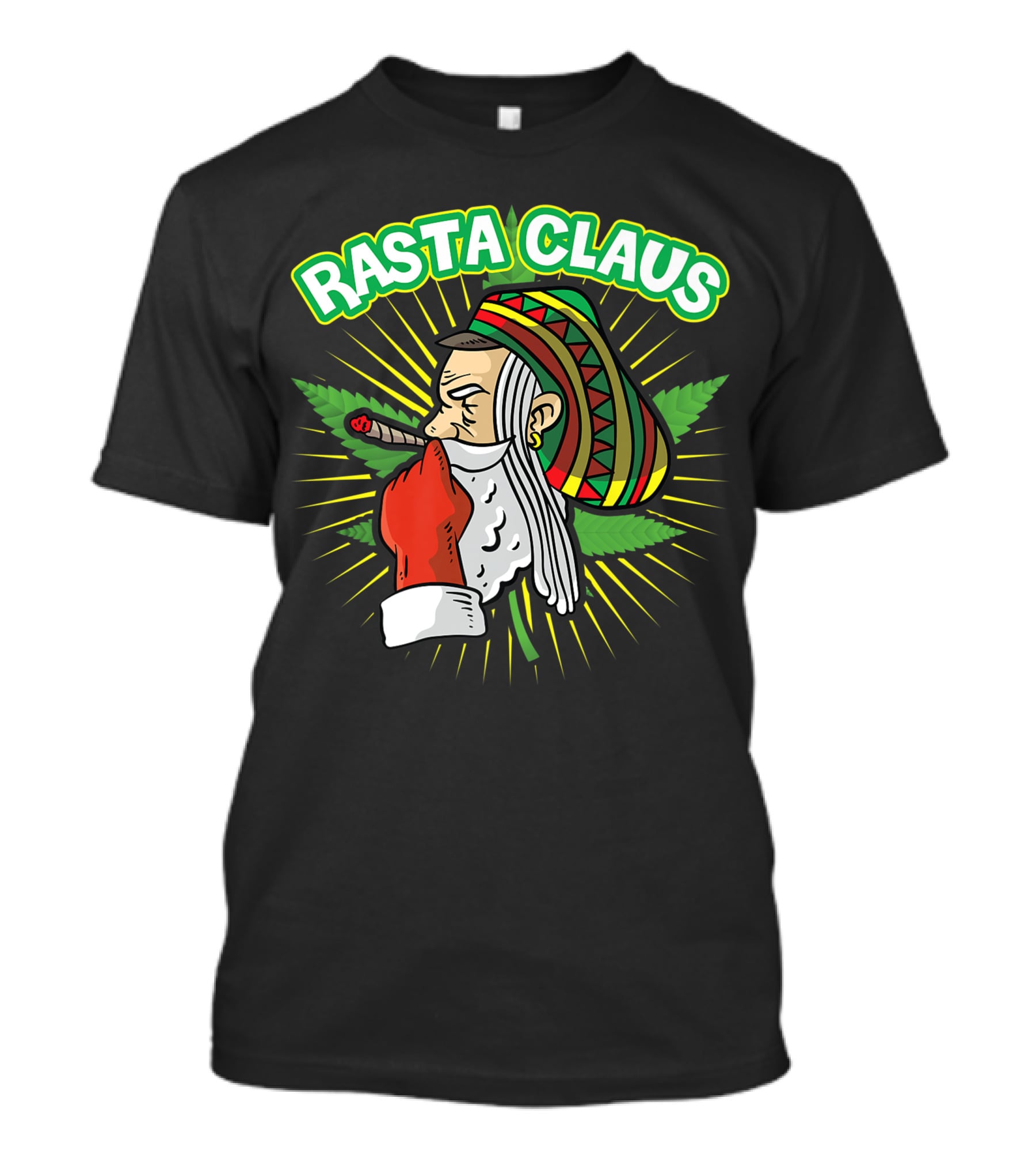 Rasta Claus Cannabis Marijuana Smoking Weed Christmas Holiday T-Shirt