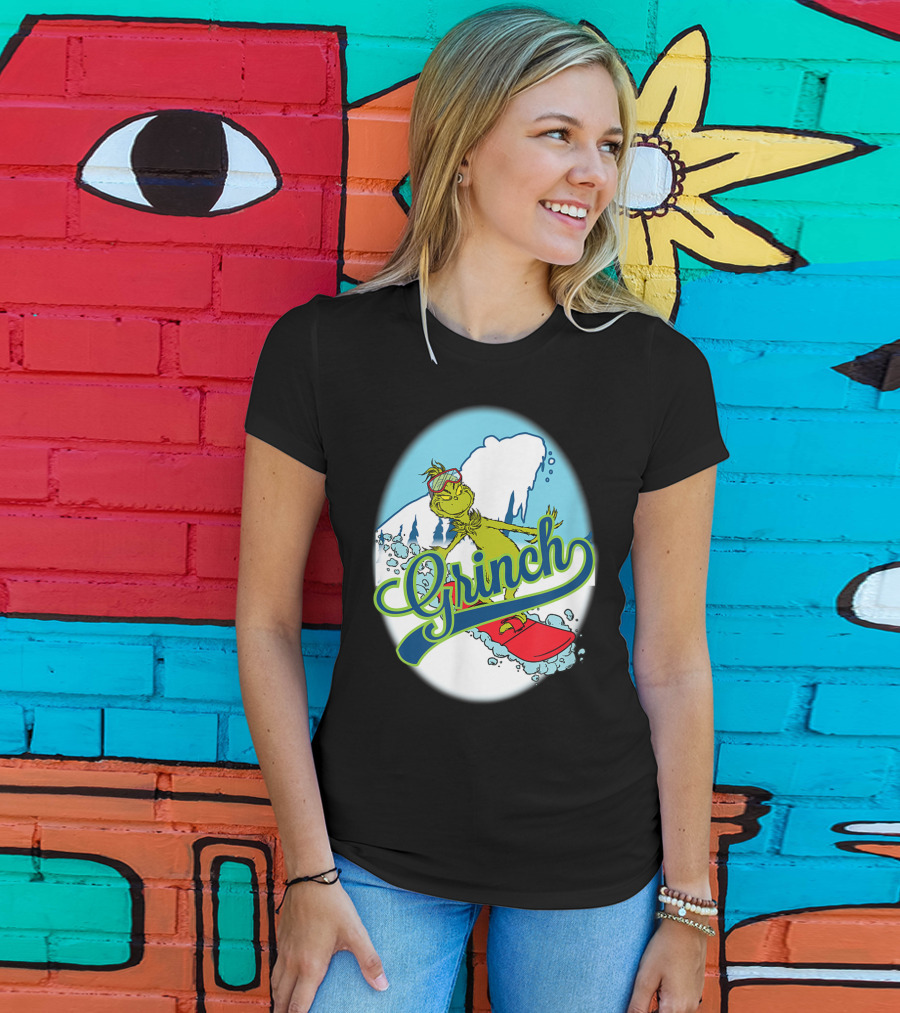 Grinch Snowboarding Dr Seuss Style Adventure T-Shirt