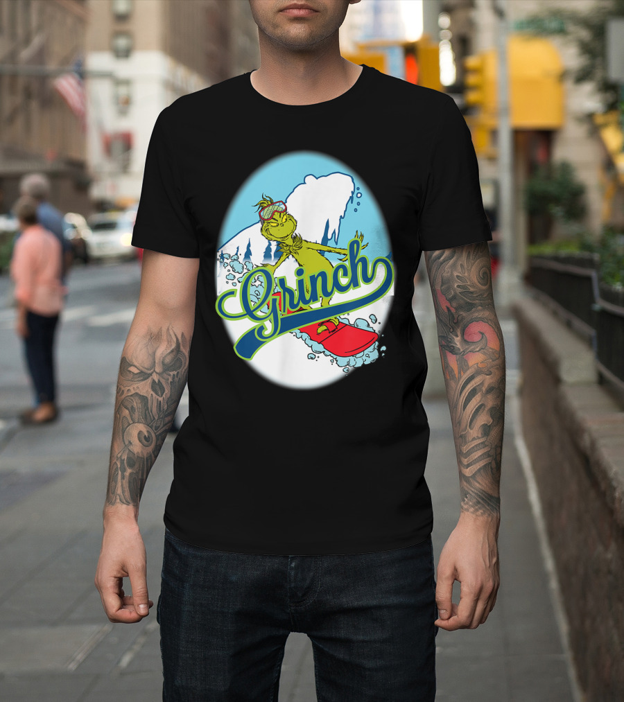 Grinch Snowboarding Dr Seuss Style Adventure T-Shirt