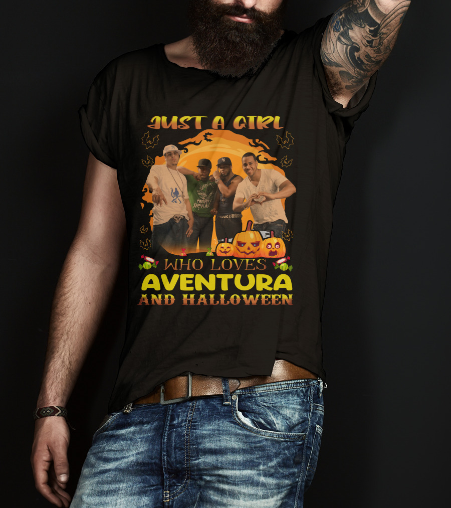 Just A Girl Who Loves Aventura And Halloween Pumpkins And Bats T-Shirt