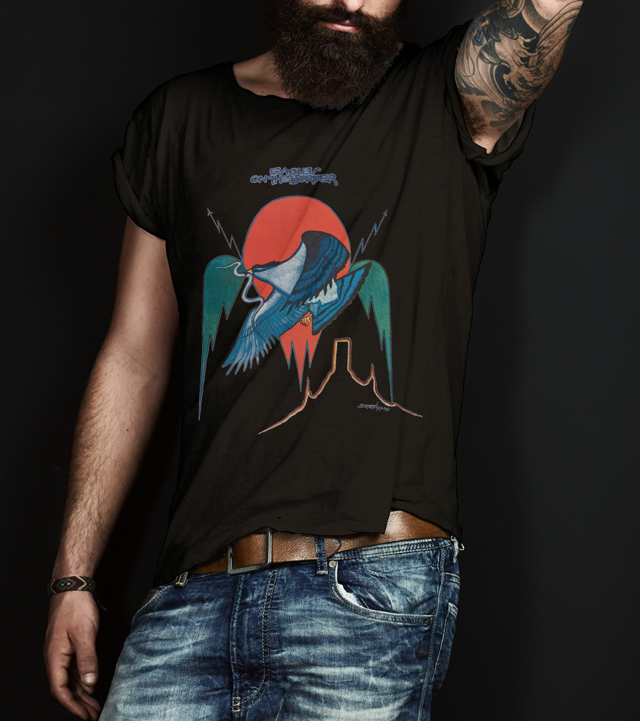 Eagles On The Border Album Art Bird Desert Scene T-Shirt