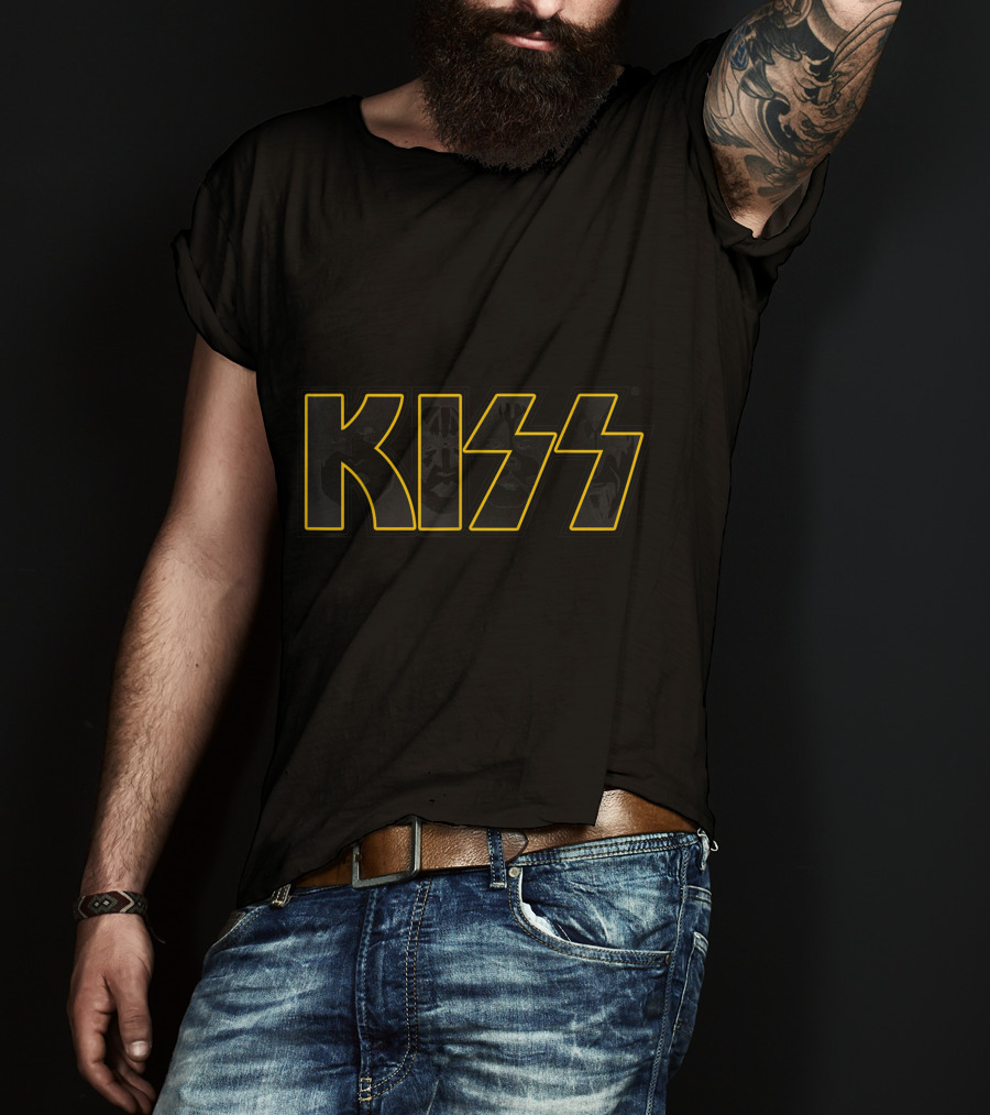 KISS Reason To Live Band Logo Black And Yellow T-Shirt