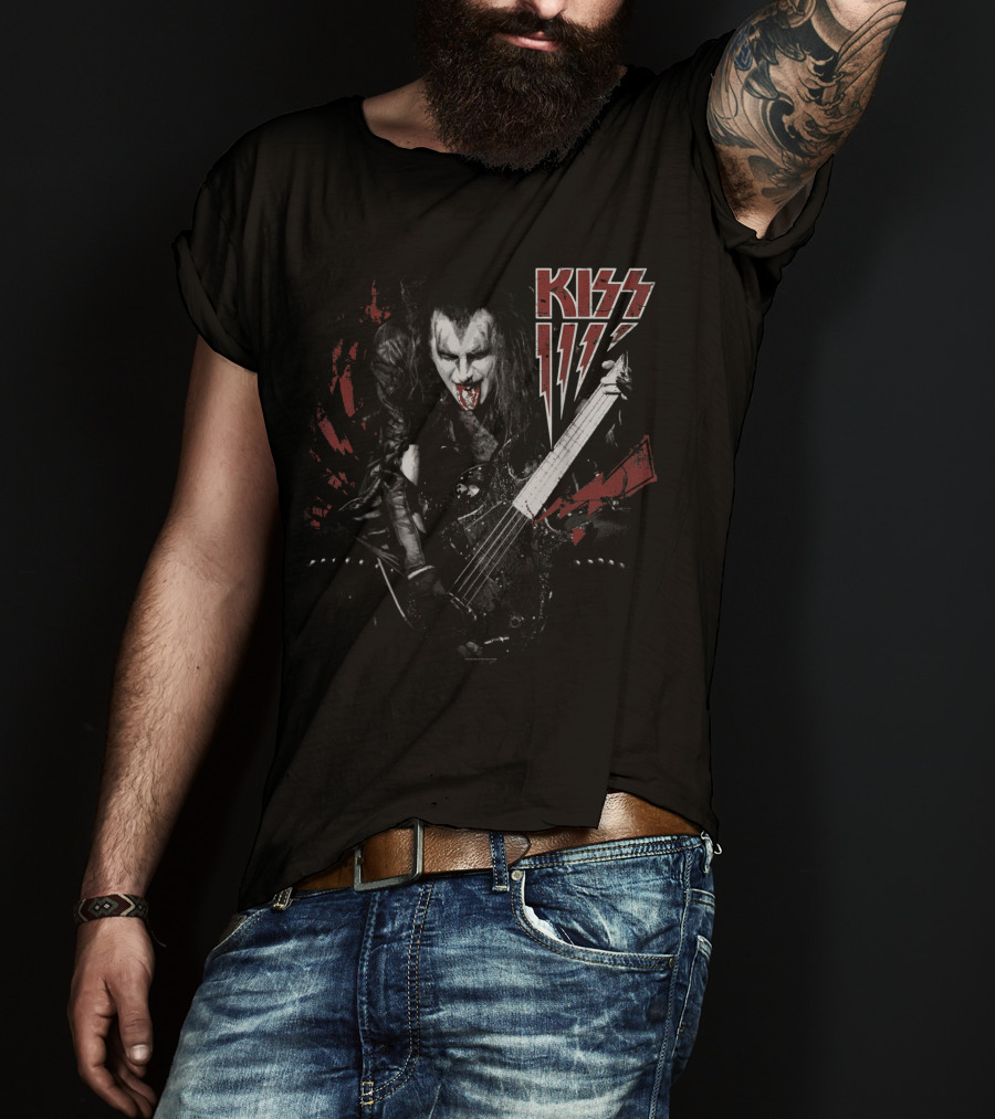 KISS Simmons Rock Icon Bass Guitar Demon Makeup T-Shirt