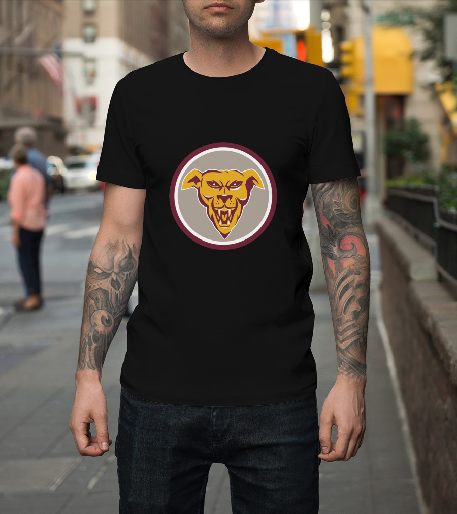 Angry Dog Wolf Head Circle Logo Vintage Style Emblem T-Shirt