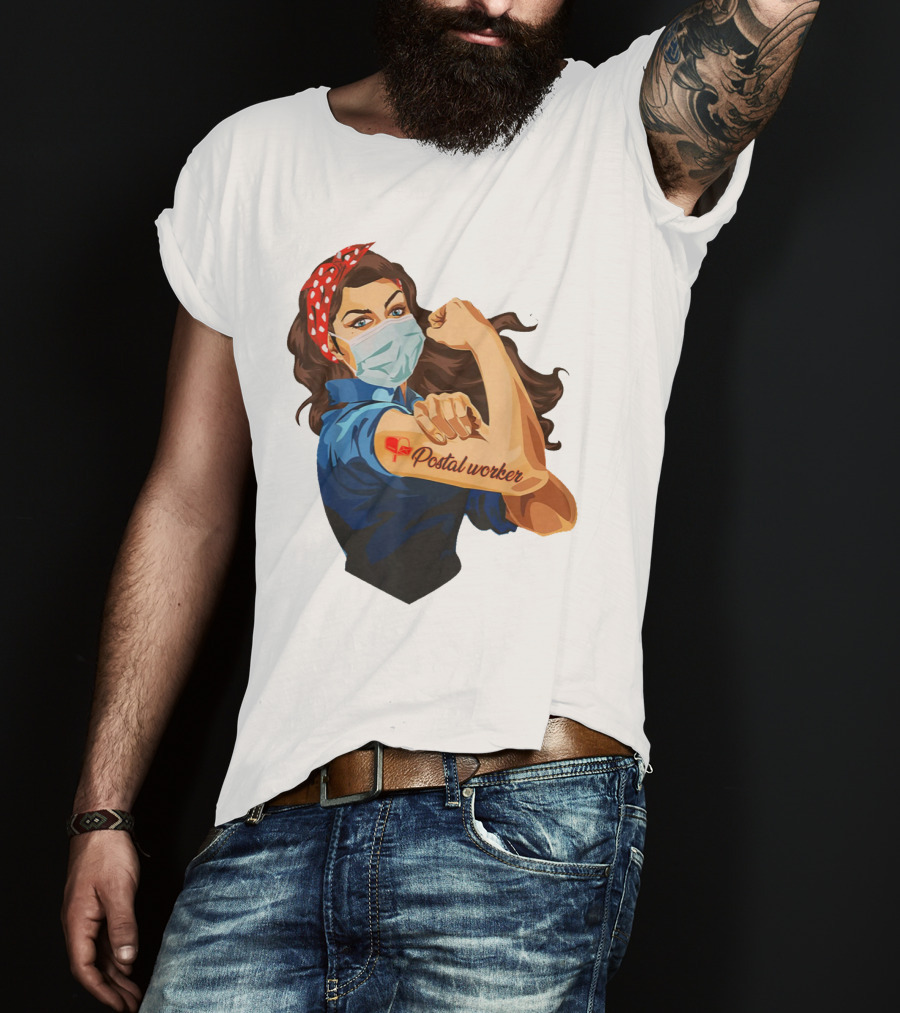 Proud Postal Worker Rosie The Riveter Masked T-Shirt