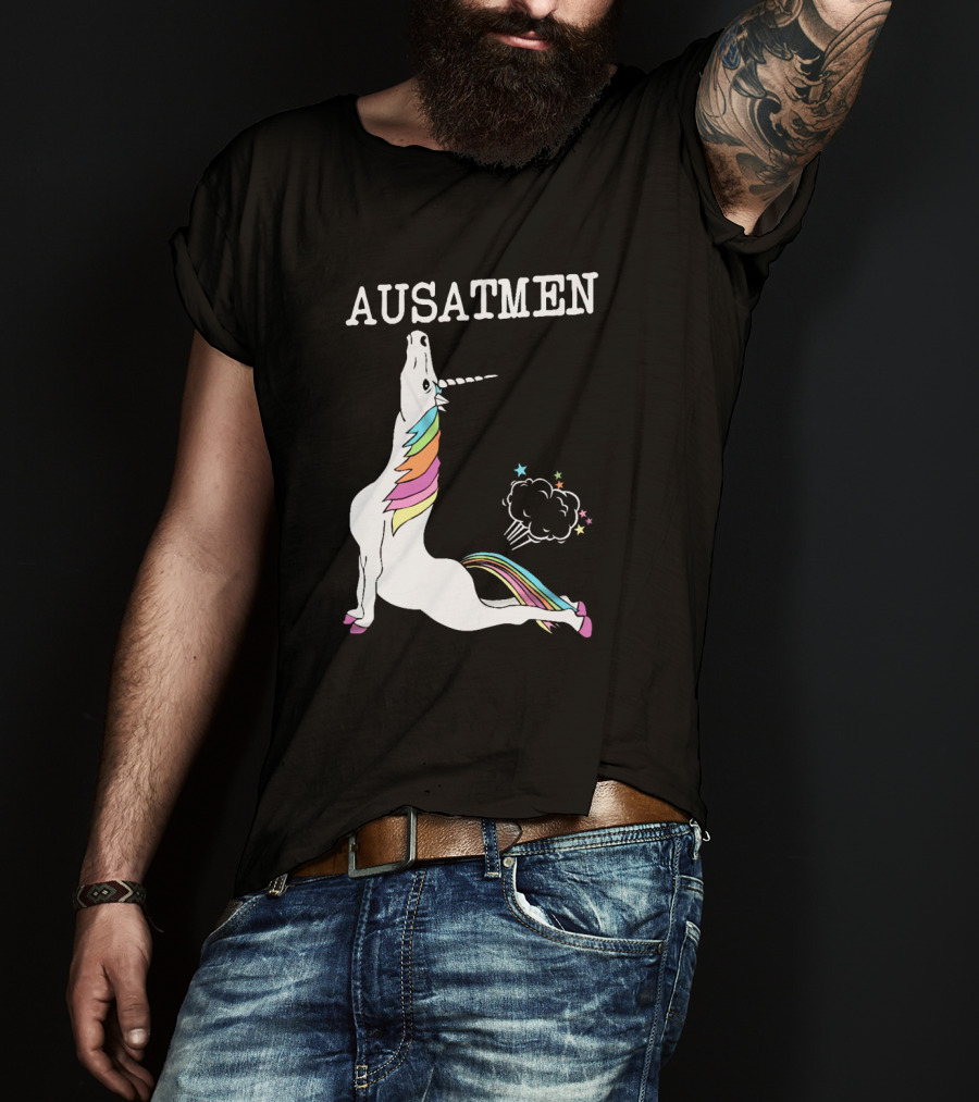Ausatmen Unicorn Rainbow Cloud Stars T-Shirt