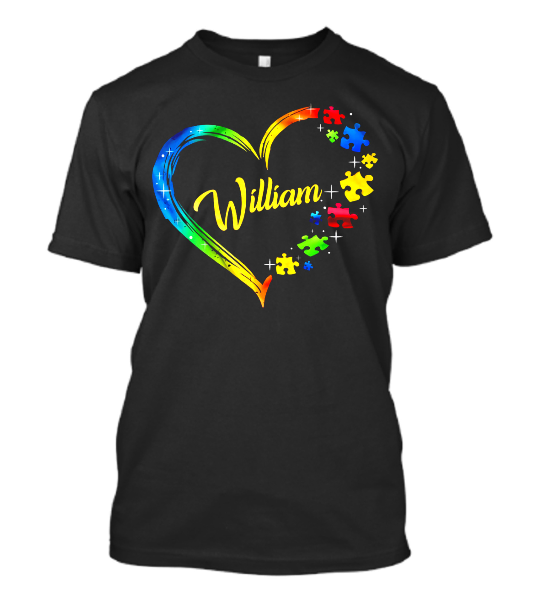 William Autism Puzzle Heart Rainbow Puzzles T-Shirt