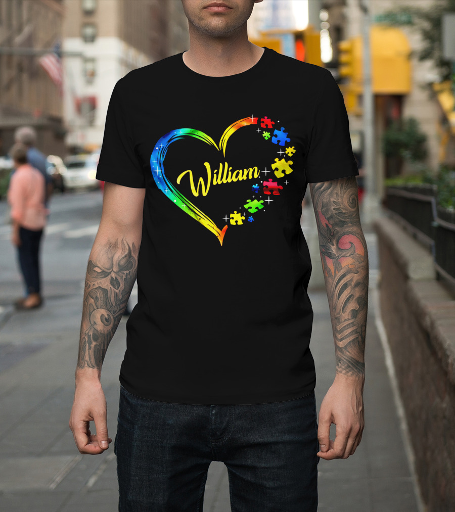 William Autism Puzzle Heart Rainbow Puzzles T-Shirt