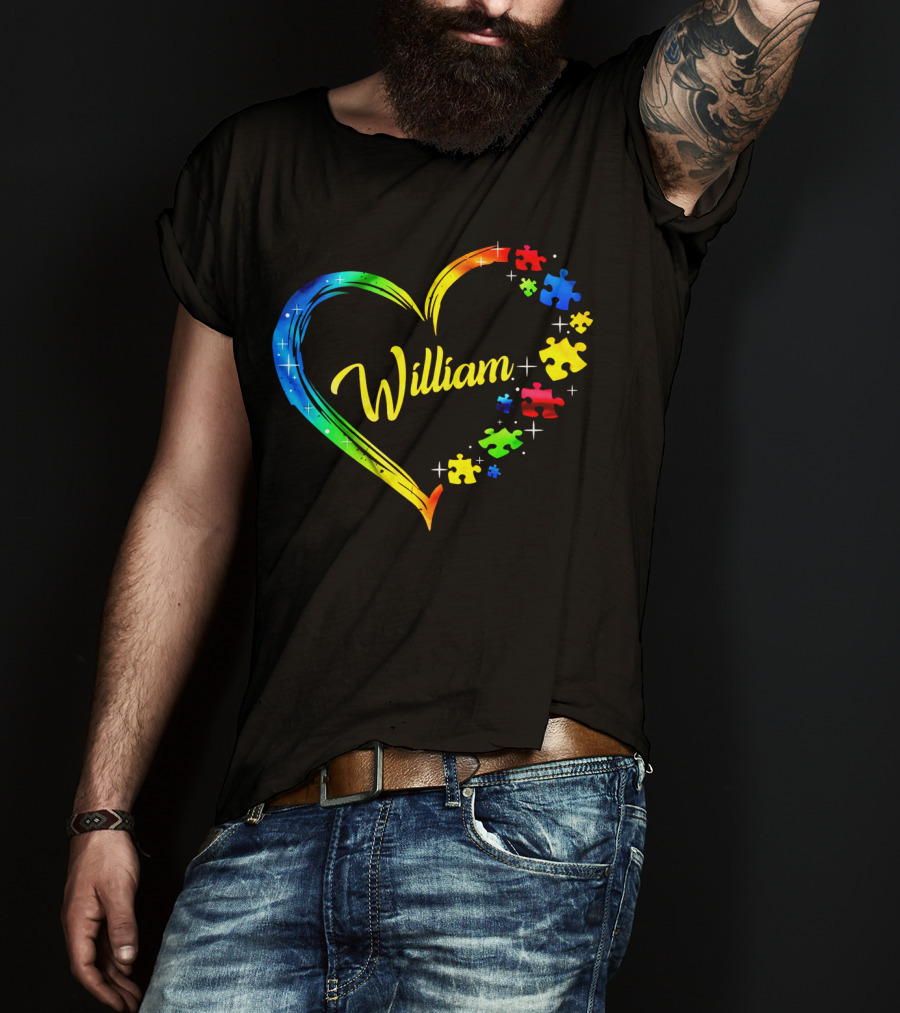 William Autism Puzzle Heart Rainbow Puzzles T-Shirt