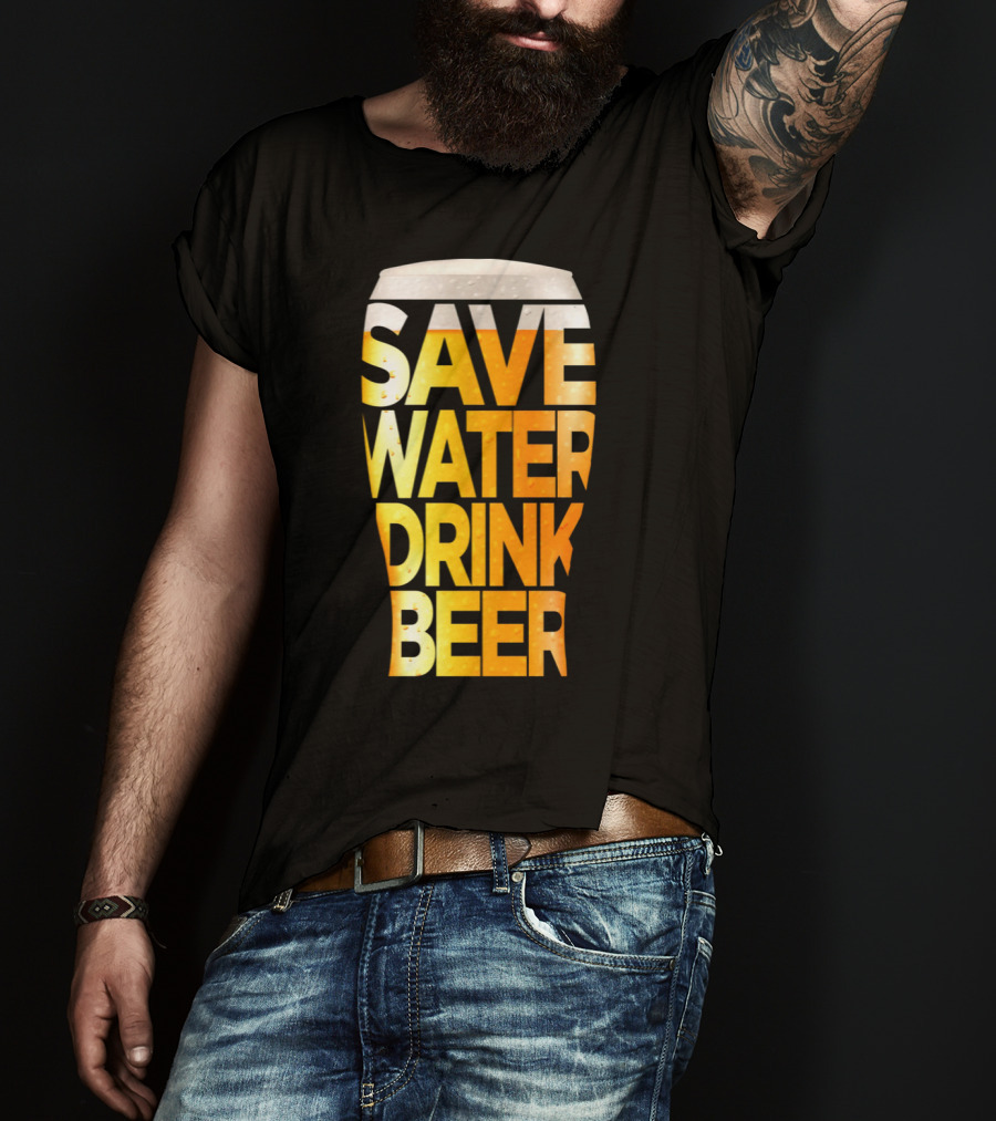 Save Water Drink Beer Retro Funny Beer Pint Glass T-Shirt