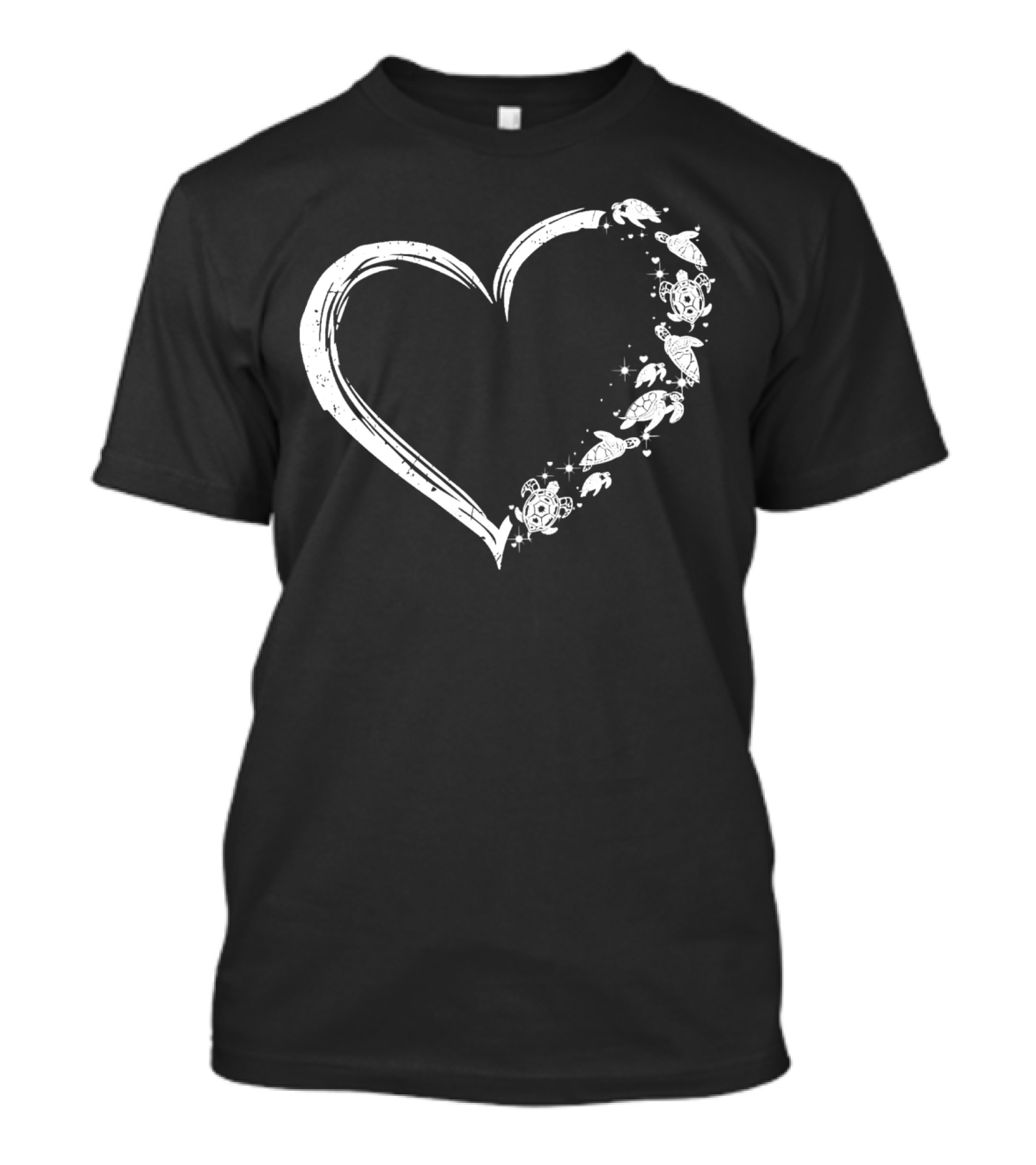 Turtle Heart Sketch Heart Shape With Sea Turtles And Stars T-Shirt