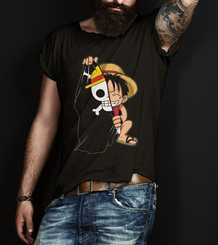 Luffy Pirate Hat Skull Flag Onepiece T-Shirt
