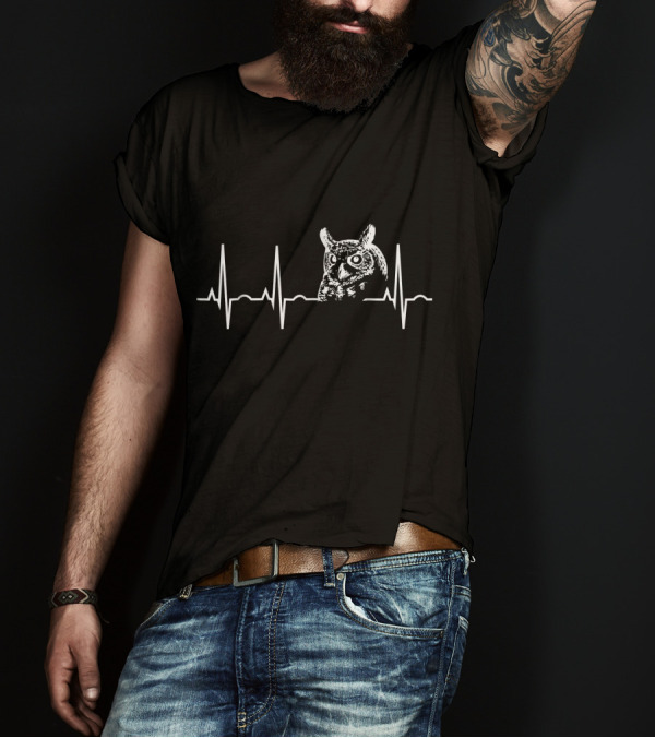 Great Horned Owl Heartbeat Owl Lover T-Shirt
