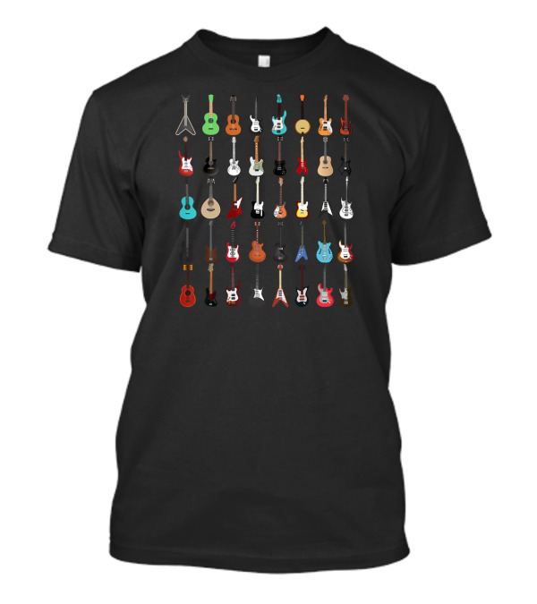 Guitar Musical Instrument Rock N Ro Colorful Collection Of Iconic Electric And Acoustic Guitars T-Shirt