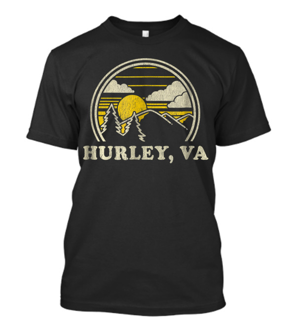Hurley VA Vintage Sunset Mountain Hiking Scene T-Shirt