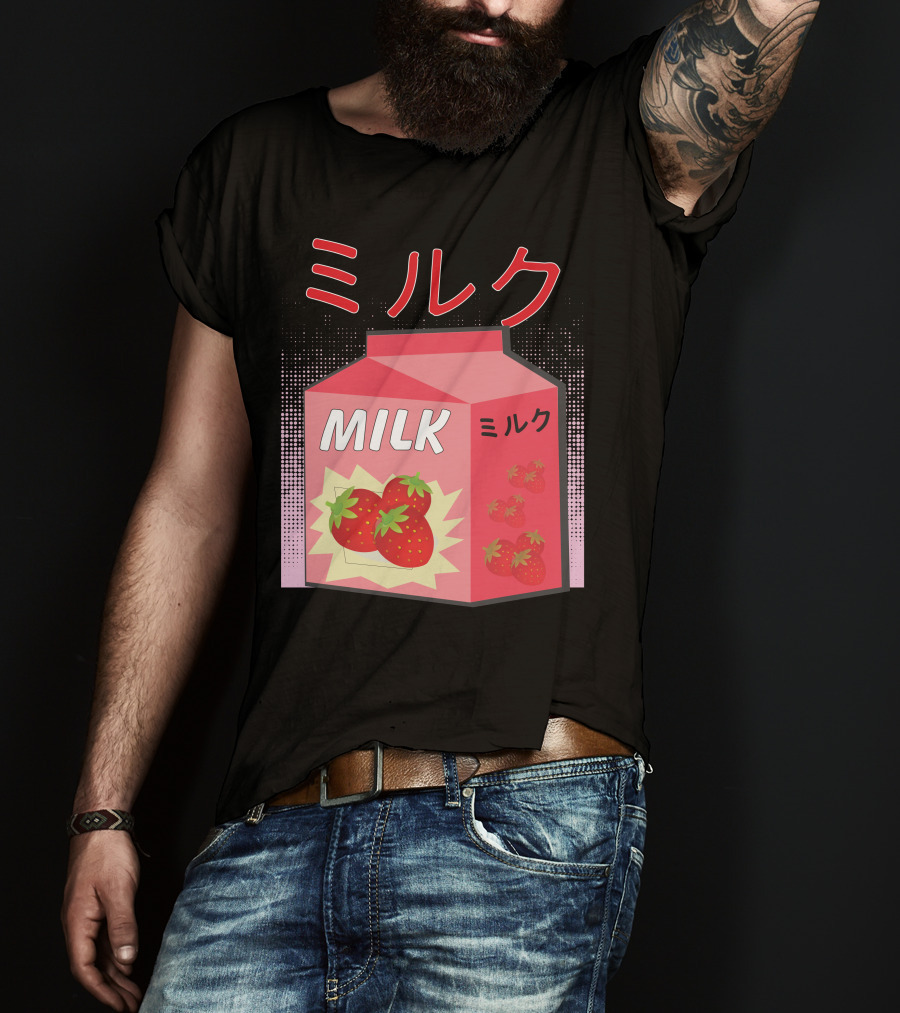 Japanese Otaku Anime Milk Strawberry Milkshake T-Shirt