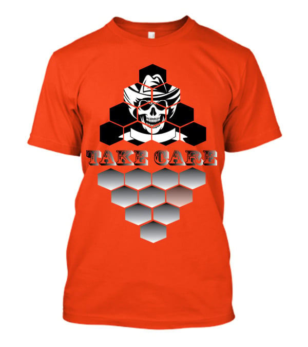 Take Care Hexagonal Cowboy Skull T-Shirt