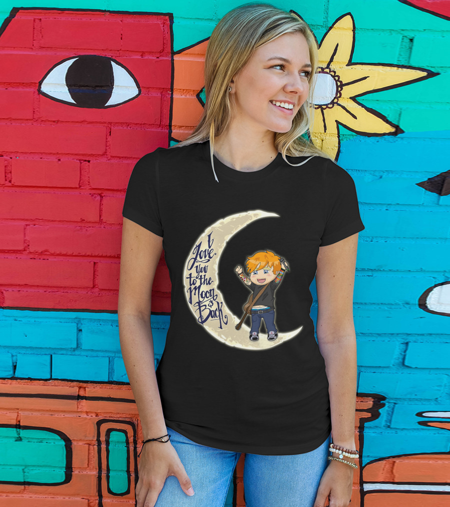 I Love You To The Moon And Back - Cartoon Guitar Character T-Shirt