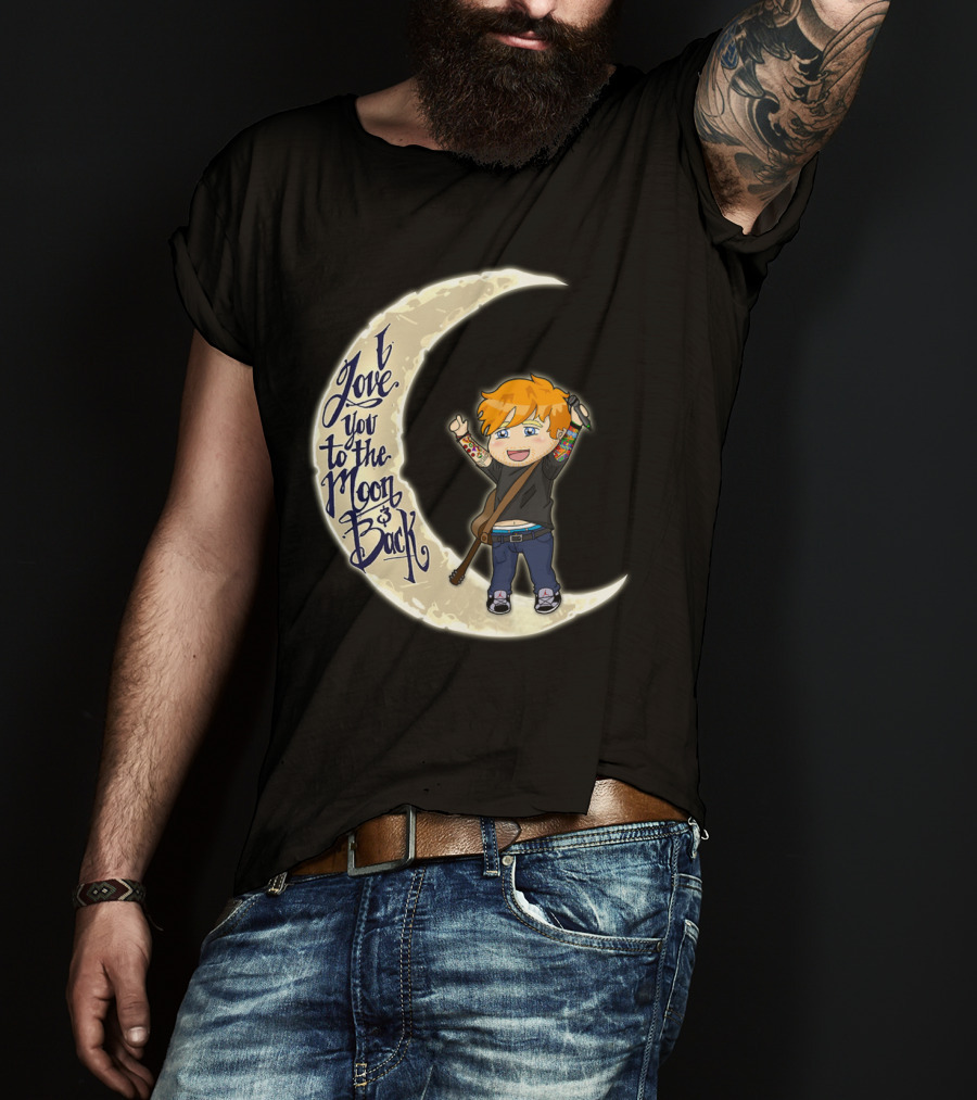 I Love You To The Moon And Back - Cartoon Guitar Character T-Shirt