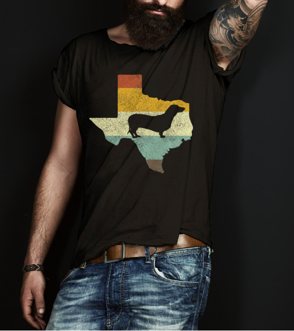 Texas Dachshund Dog Vintage Texan Wiener Retro Map T-Shirt